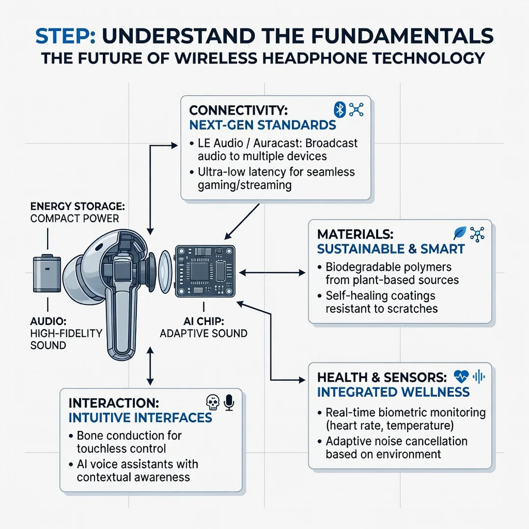 Step 1: Illustration for step: Understand the fundamentals related to The Future of Wireless Headphone Techn