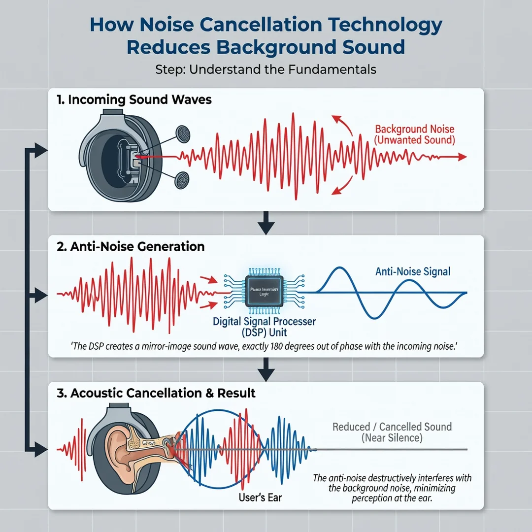 Step 1: Illustration for step: Understand the fundamentals related to How Noise Cancellation Technology Redu