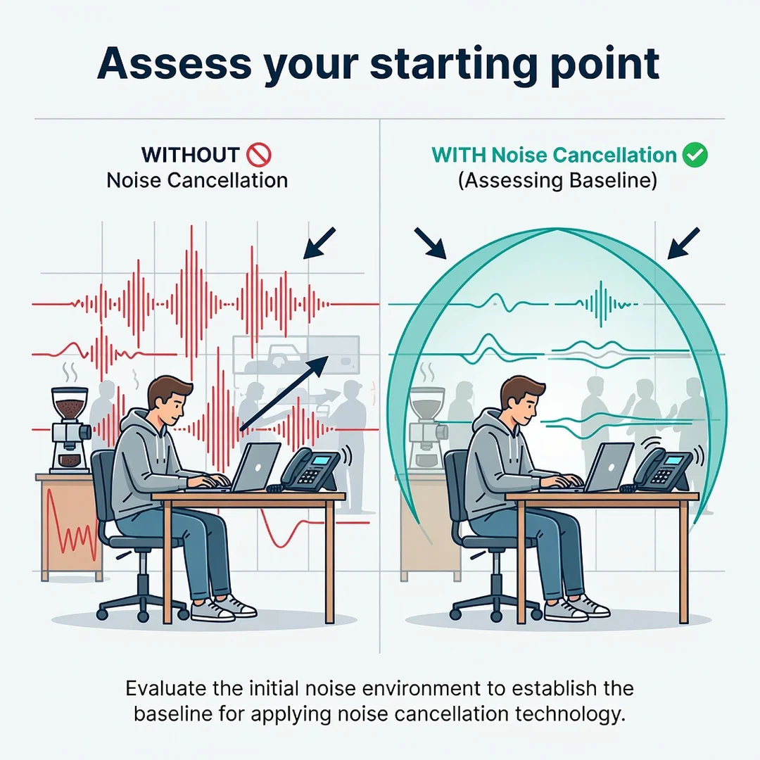 Step 2: Illustration for step: Assess your starting point related to How Noise Cancellation Technology Reduc