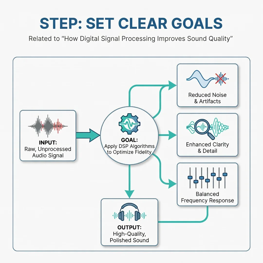 Step 3: Illustration for step: Set clear goals related to How Digital Signal Processing Improves Sound Quali