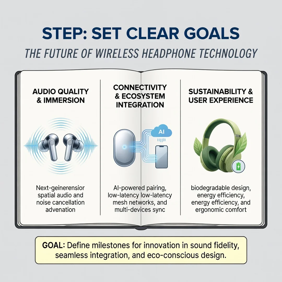 Step 3: Illustration for step: Set clear goals related to The Future of Wireless Headphone Technology, profe