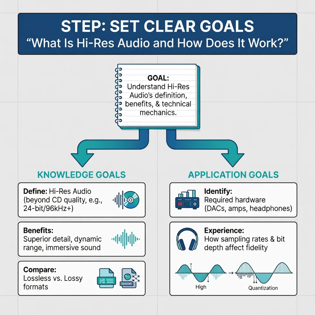 Step 3: Illustration for step: Set clear goals related to What Is Hi-Res Audio and How Does It Work, profess