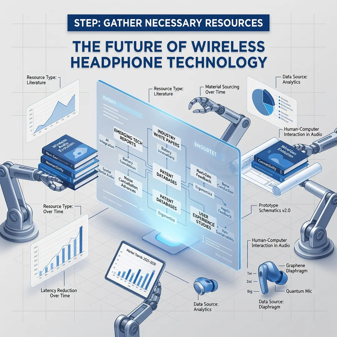 Step 4: Illustration for step: Gather necessary resources related to The Future of Wireless Headphone Techno