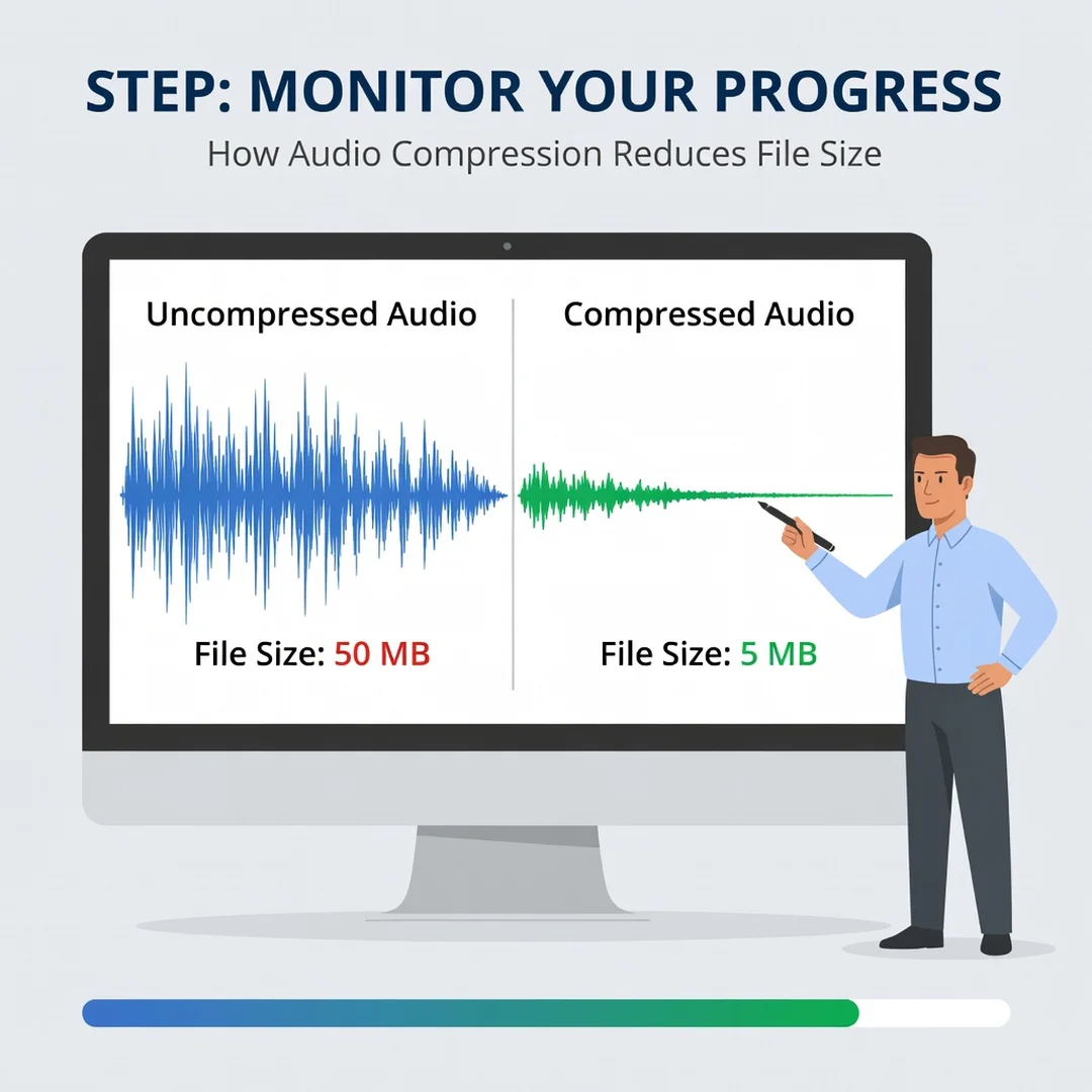 Step 6: Illustration for step: Monitor your progress related to How Audio Compression Reduces File Size, pro