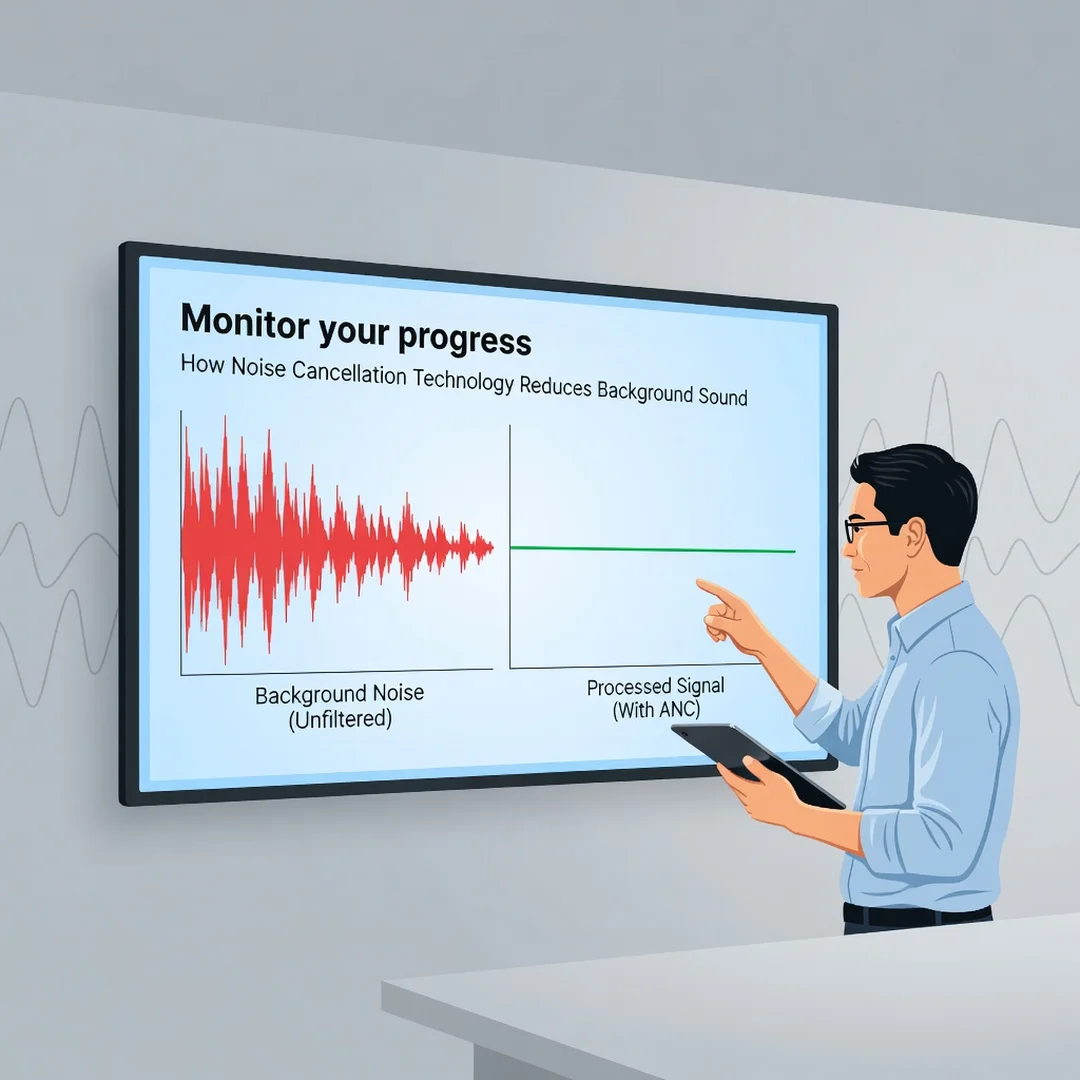 Step 6: Illustration for step: Monitor your progress related to How Noise Cancellation Technology Reduces Ba