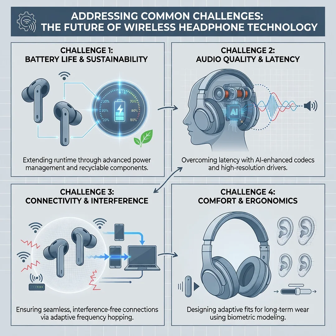 Step 7: Illustration for step: Address common challenges related to The Future of Wireless Headphone Technol