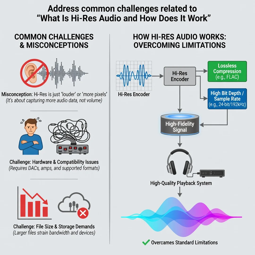 Step 7: Illustration for step: Address common challenges related to What Is Hi-Res Audio and How Does It Wor