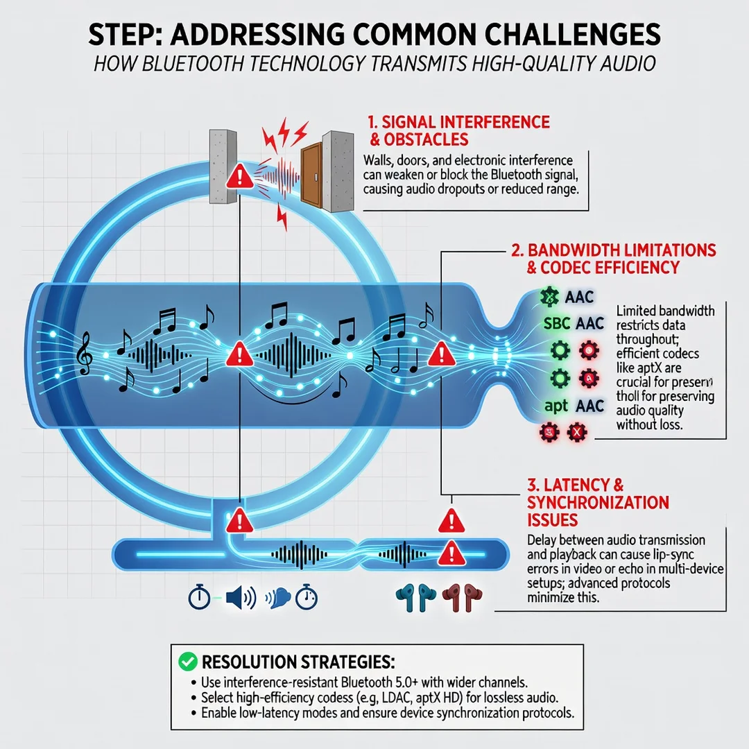 Step 7: Illustration for step: Address common challenges related to How Bluetooth Technology Transmits High-