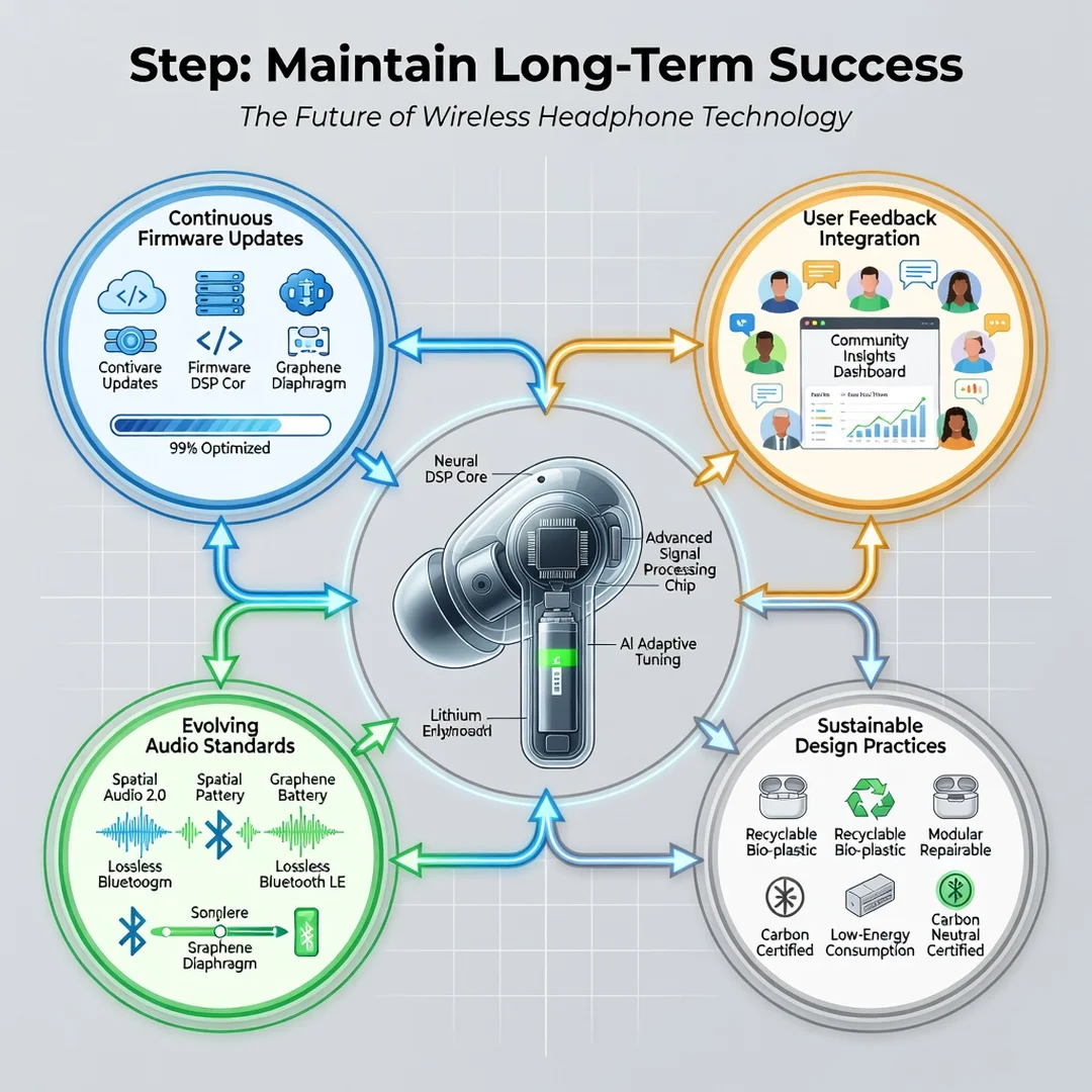 Step 8: Illustration for step: Maintain long-term success related to The Future of Wireless Headphone Techno