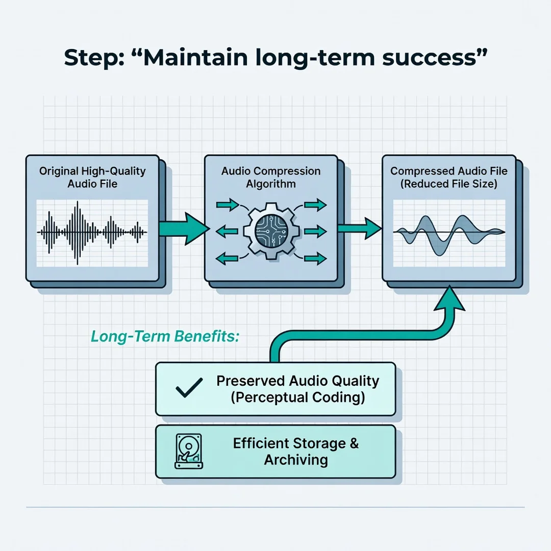 Step 8: Illustration for step: Maintain long-term success related to How Audio Compression Reduces File Size